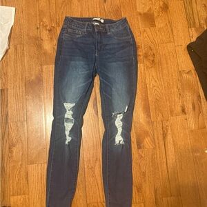 Refuge Dark Blue Distressed Skinny Jeans
